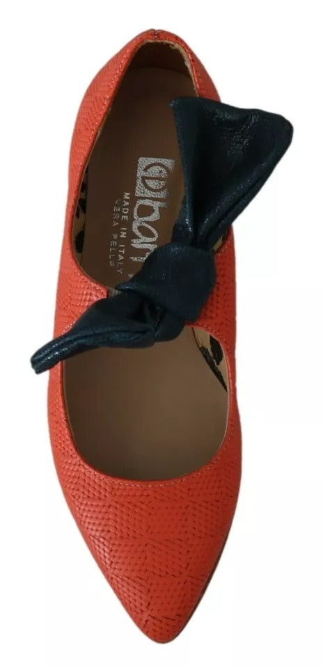 Orange Leder Schleife Slip-on Loafers Ballett Wohnung Schuhe