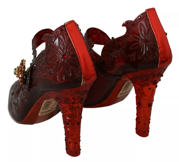 Rote florale Crystal Heels CINDERELLA Schuhe