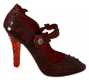 Rote florale Crystal Heels CINDERELLA Schuhe