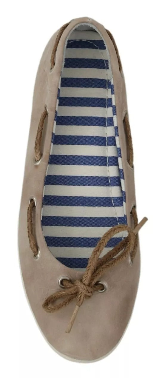 Beige Wildleder Spitze Schleife Loafers Ballett Wohnung Schuhe