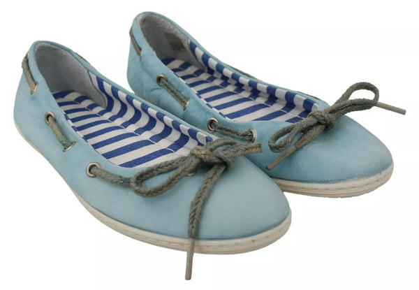 Himmelblau Wildleder Spitze Schleife Loafers Ballett Wohnung Schuhe