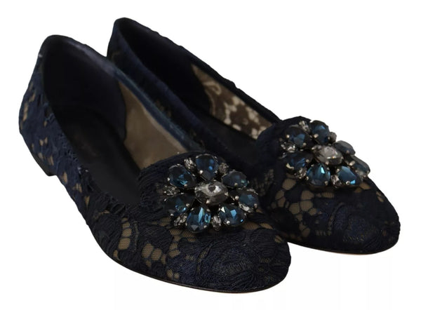 Blau Kristall Loafer Spitze Ballett Flats Schuhe