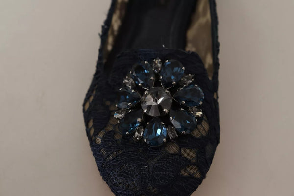 Blau Kristall Loafer Spitze Ballett Flats Schuhe