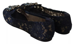 Blau Kristall Loafer Spitze Ballett Flats Schuhe