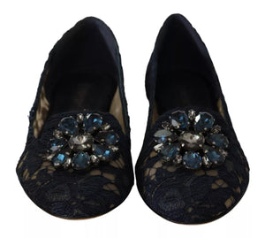 Blau Kristall Loafer Spitze Ballett Flats Schuhe