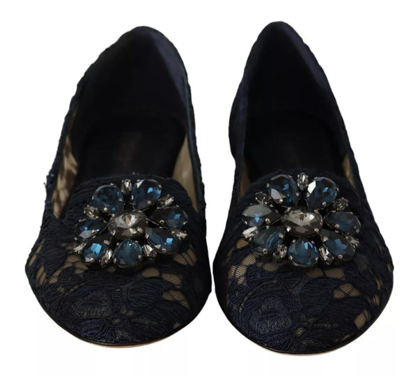 Blau Kristall Loafer Spitze Ballett Flats Schuhe