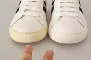 Weißes Leder Kristall verschönert Turnschuhe Schuhe
