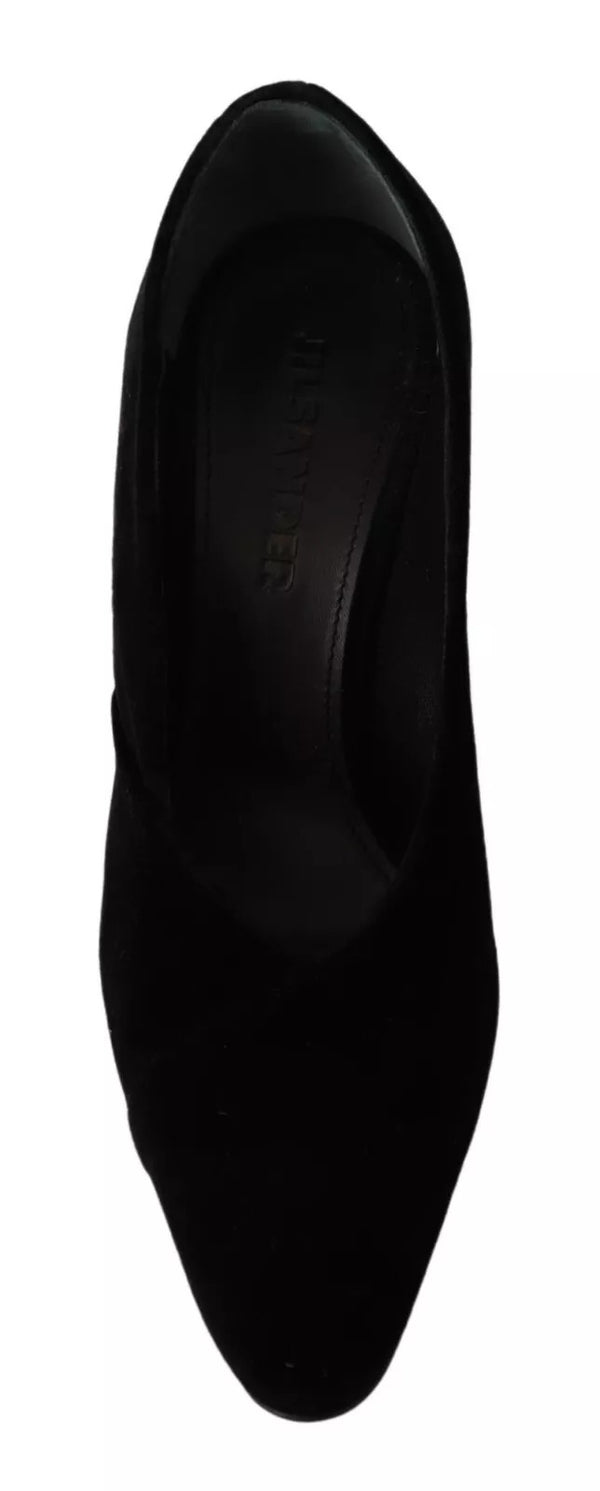 Schwarz Leder Wildleder Blockabsatz Pumps Schuhe