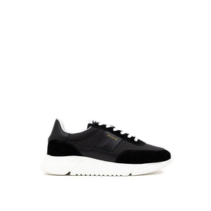 Schwarze und Weiße Stoff- und Leder-Sneaker