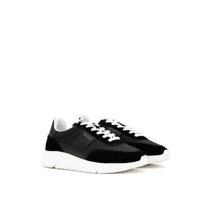 Schwarze und Weiße Stoff- und Leder-Sneaker