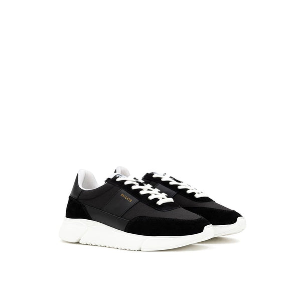 Schwarze und Weiße Stoff- und Leder-Sneaker