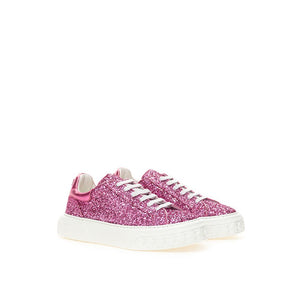 Fuchsia Elegance Leder Turnschuhe