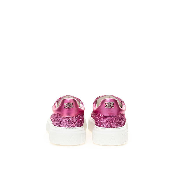 Fuchsia Elegance Leder Turnschuhe