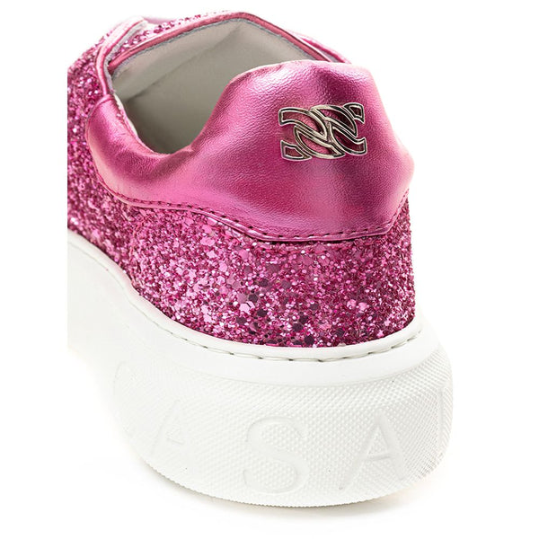 Fuchsia Elegance Leder Turnschuhe