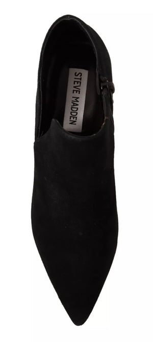 Schwarz Wildleder Leder Stiletto Heels Stiefel Schuhe