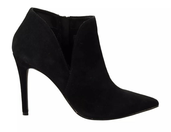 Schwarz Wildleder Leder Stiletto Heels Stiefel Schuhe