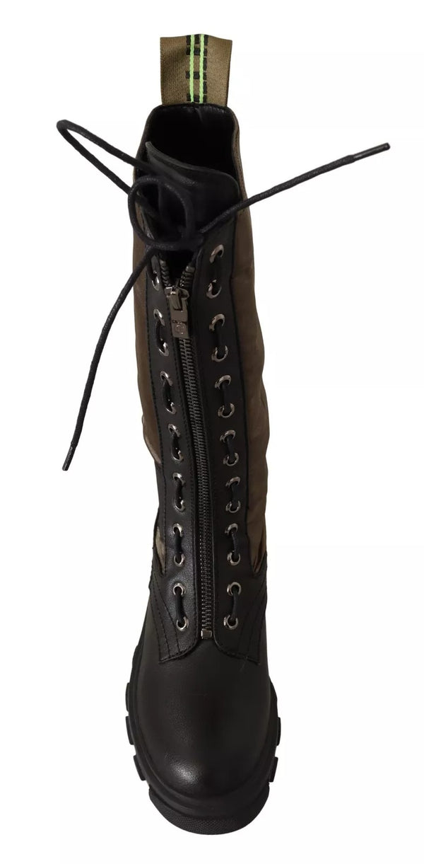 Schwarz Grün Hohe Kampfstiefel Schnürschuhe Militärschuhe