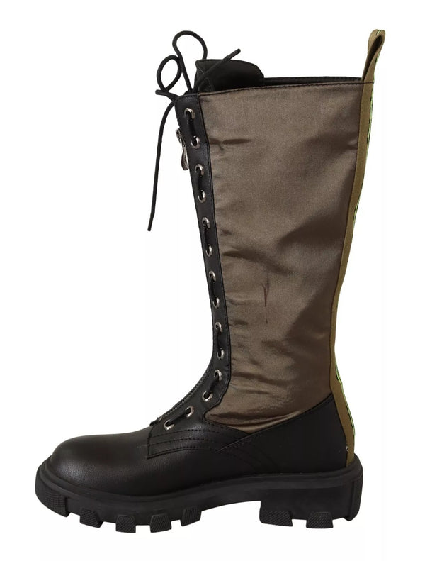 Schwarz Grün Hohe Kampfstiefel Schnürschuhe Militärschuhe