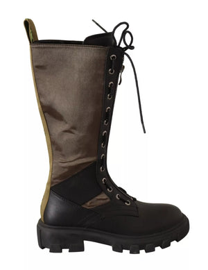 Schwarz Grün Hohe Kampfstiefel Schnürschuhe Militärschuhe