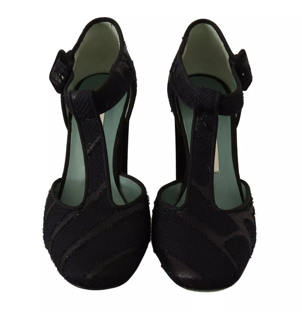 Schwarz Wildleder Leder Blockabsatz Sandalen Schuhe