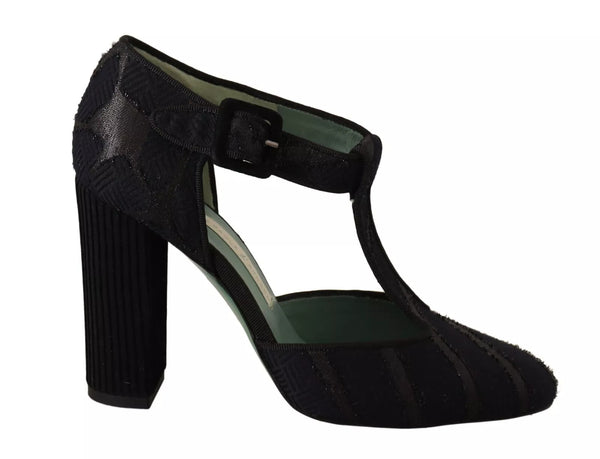 Schwarz Wildleder Leder Blockabsatz Sandalen Schuhe