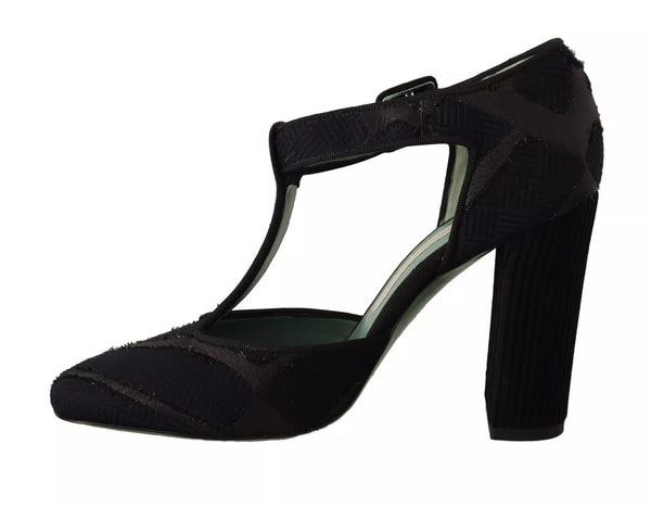 Schwarz Wildleder Leder Blockabsatz Sandalen Schuhe