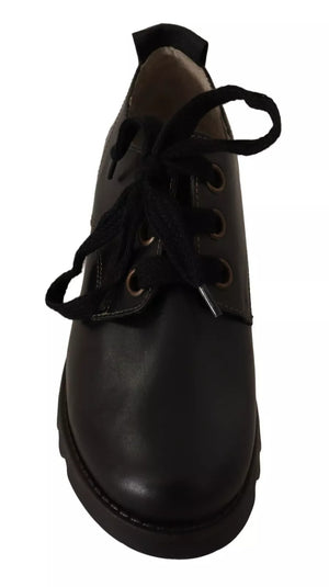 Schwarz Leder Low Top Lace Up Damen Oxford Schuhe