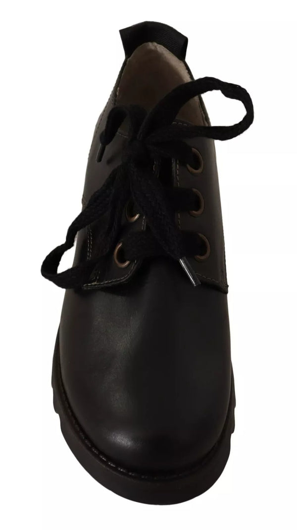 Schwarz Leder Low Top Lace Up Damen Oxford Schuhe