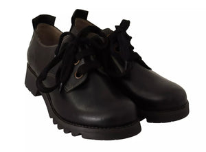 Schwarz Leder Low Top Lace Up Damen Oxford Schuhe