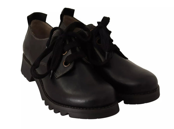 Schwarz Leder Low Top Lace Up Damen Oxford Schuhe