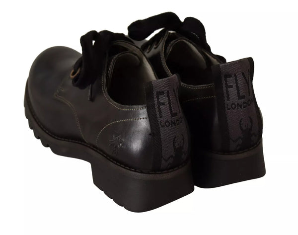 Schwarz Leder Low Top Lace Up Damen Oxford Schuhe