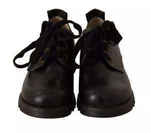 Schwarz Leder Low Top Lace Up Damen Oxford Schuhe