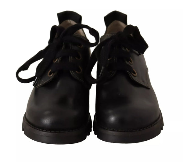 Schwarz Leder Low Top Lace Up Damen Oxford Schuhe