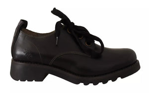 Schwarz Leder Low Top Lace Up Damen Oxford Schuhe