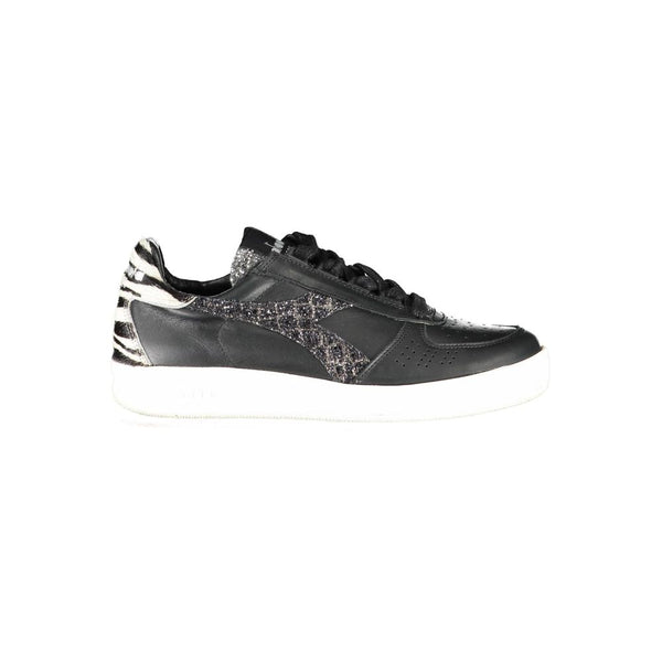 Schwarzes Leder Damen Sneaker