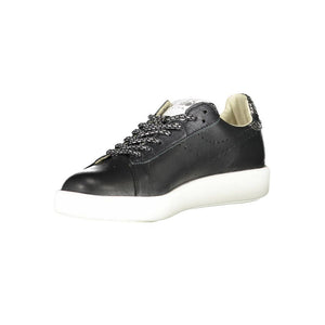Schwarzes Leder Damen Sneaker