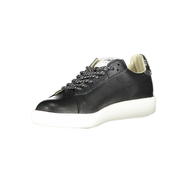Schwarzes Leder Damen Sneaker