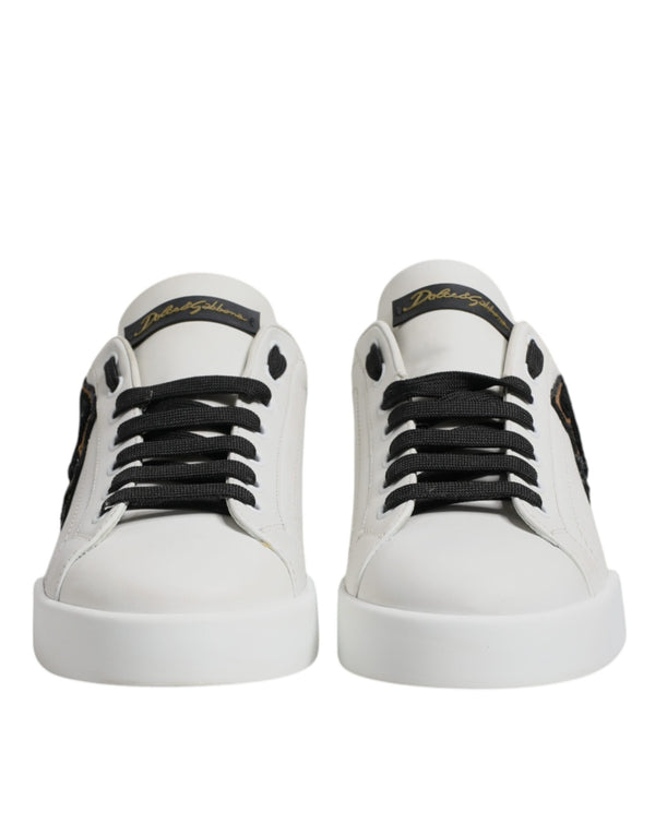 Weißes Leder DG Logo Low Top Sneakers Schuhe