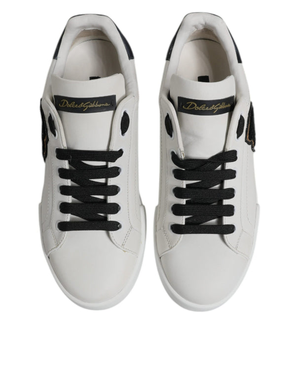 Weißes Leder DG Logo Low Top Sneakers Schuhe