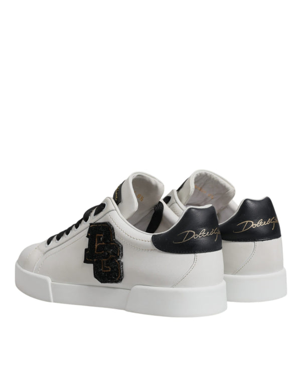 Weißes Leder DG Logo Low Top Sneakers Schuhe