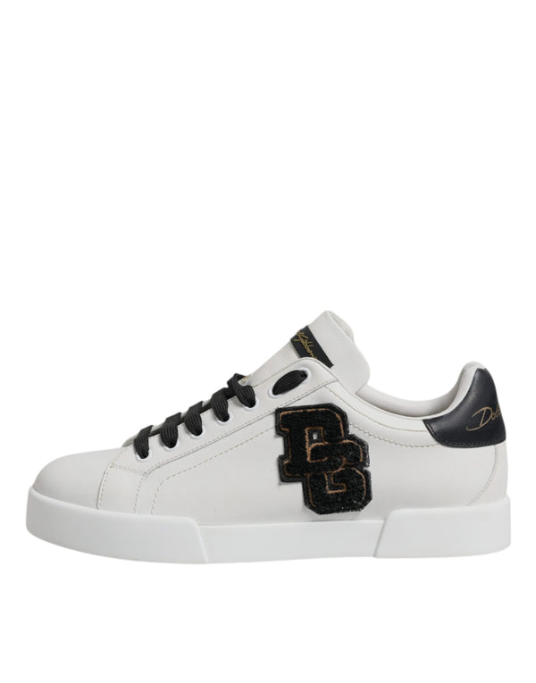 Weißes Leder DG Logo Low Top Sneakers Schuhe