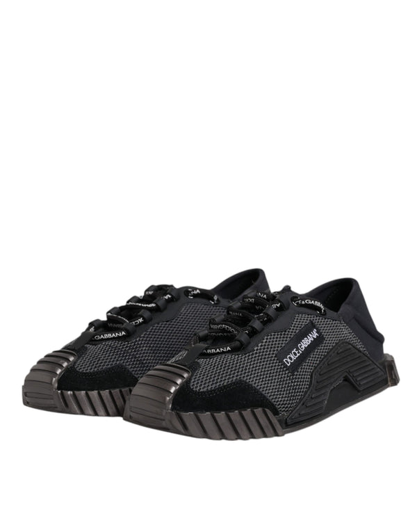 Schwarz Silber Logo Low Top Männer Turnschuhe Schuhe