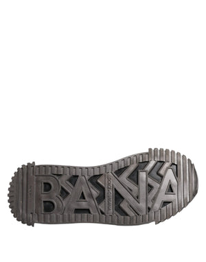 Schwarz Silber Logo Low Top Männer Turnschuhe Schuhe