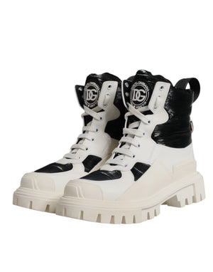Weiße gepolsterte Mid Calf Lace Up Stiefel Schuhe