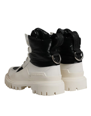Weiße gepolsterte Mid Calf Lace Up Stiefel Schuhe