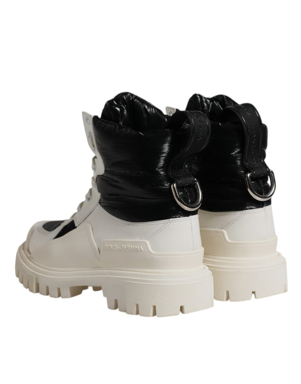 Weiße gepolsterte Mid Calf Lace Up Stiefel Schuhe