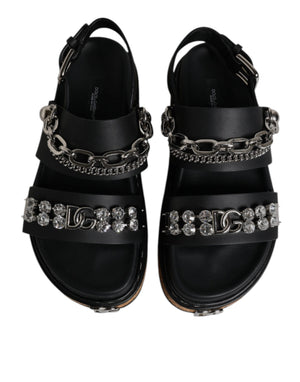 Schwarze Crystal Embellish Riemchensandalen Schuhe