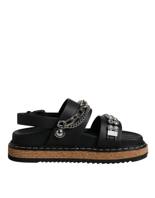 Schwarze Crystal Embellish Riemchensandalen Schuhe
