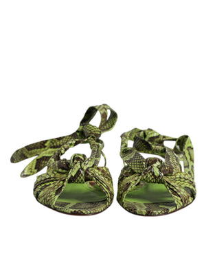Grüne Animal Print Ankle Wrap Sandalen Schuhe