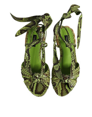 Grüne Animal Print Ankle Wrap Sandalen Schuhe